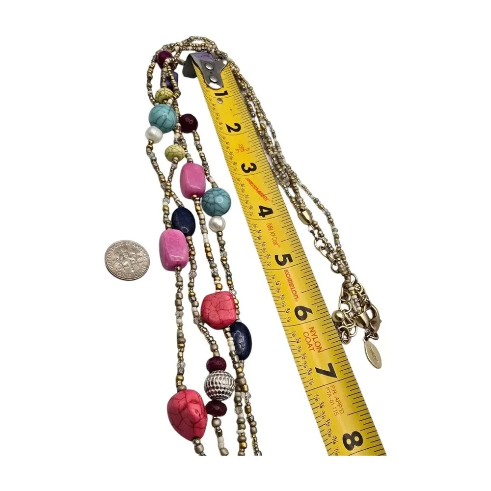Chicos Necklace Chico’s Multicolor Beads Various Shapes Bohemian Style 36" - Picture 7 of 7